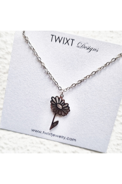 April Birth Flower - Daisy - Necklace Silver - PD442